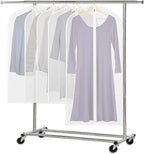 Simple Houseware 40-Inch Clear Garment Bags with Zipper for Suits, Dresses, Costumes, Uniforms - 5 Pack