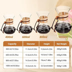 Coffee Pour Over 20.3oz 600ml High Borosilicate Glass Pour Over Coffee Maker Set Camping with Reusable 304 Stainless Steel Filter Hand Brew Carafe Drip Suitable for Electric Ceramic Stove