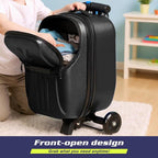 smilesun Foldable Ride On Scooter Suitcase with Front Opening, Lightweight Carry On Scooter Luggage for Adults, Teens & Kids（Black 20-inch）