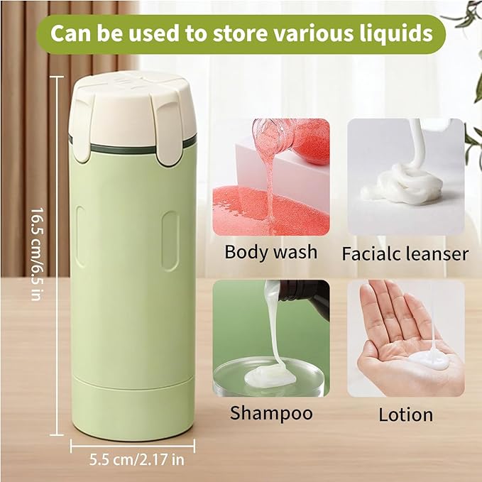 4 in 1 Travel Dispenser Bottle,Leak Proof Refillable Bottles Store Shampoo, Lotion and More,Transparent with Scale, Easy Squeeze Use, Lightweight & Portable Perfect for Travel,Gym,Camping (White)