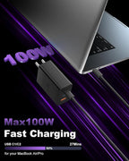 USB C Super Fast Phone Charger 100W, 65W GaN Type C Charger Fast Charging Block with 10ft USB C Charging Cable for Samsung Galaxy S26 Ultra/S26/S26+,MacBook Pro/Air,iPhone/iPad Pro[2 Pack]-Black