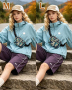 Capolo Fanny Packs for Women Fashion Waist Packs Bag with Adjustable Strap and 4 Zipper Pockets Waterproof Everywhere Crossbody Belt Bag for Workout Running Travelling(Blue Leaves)