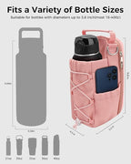 Magnetic Gym Bag for Men Women-Water Bottle Carrier Holder with Strap & Phone Pockets for 40oz Tumbler with Handle, 4 Built-in Magnets Small Gym Bag for Sports, (Pink)