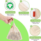 Pack of 12 Reusable Grocery Bags, 3 Sizes (4xS+4xM+4xL) Reusable Shopping Bags Heavy Duty Cotton Bags Mesh Bags for Vegetables, Enhanced Closure Edge, Double Stitched, with Tare Weight