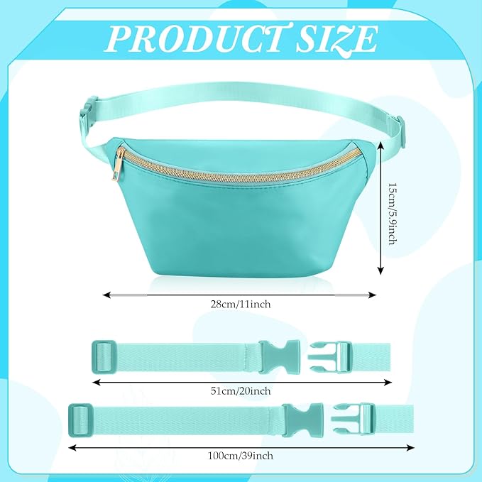 Amylove 9 Pieces Fanny Packs Nylon Waist Bag Zipper Travel Running Bag with Adjustable Strap for Women Men(Nylon,Neon Colors)
