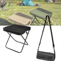 Portable Folding Camping Stool with Shoulder Strap, Suitable for Hiking, Fishing, picnics (Black-A)