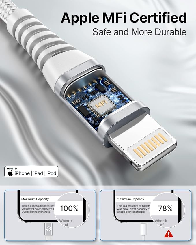 Aioneus Long iPhone Charger Cords 10ft 2Pack MFi Certified USB A to Lightning Cable Fast Charging Nylon Braided Long iPhone Cable for iPhone 14 13 12 11 XR XS X 8 7Plus 6