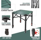 VILLEY Folding Camping Square Table with Carry Bag, Lightweight Aluminum Adjustable Square Table for Outdoor, Camping, Picnic, Backyards, BBQ, Small