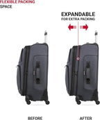 SWISSGEAR Sion Softside Expandable Spinner Luggage Durable Lightweight Travel Suitcase, Dark Grey, 2-Piece Set (21/25)
