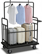 Luggage Cart with Wheels,1100LBS Heavy-Duty Luggage Trolley & Hand Truck,360° Silent Wheels with Anti-Collision Strip,Platform Dolly for Hotel Bellman,Airport and Resort Use