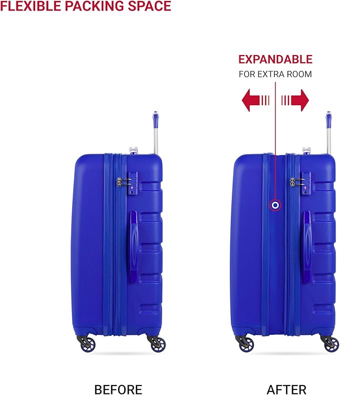 SwissGear 7366 Signature Hardside Expandable Luggage with Spinner Wheels, TSA Lock, Cobalt, Checked-Medium 23-Inch