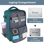 Taygeer Laptop Backpack, Airline Approved Carry On with 17.3 inch Laptop Compartment, TSA Friendly Backpack for Nursing Doctor Business Travel, Travel Daypack for Work Essentials, Peacock Blue