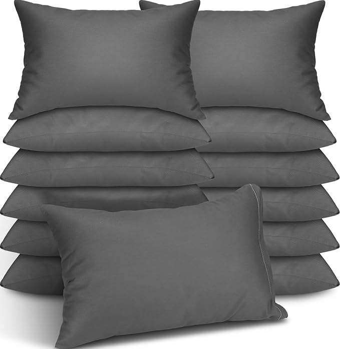 Kigley 12 Pack Mini Pillows for Daycare 9.1 x 13.8'' Small Travel Pillow Bulk Soft Breathable Cotton Pillow for Nap Travel Pet Neck Lumbar Purse Insert(Dark Gray)