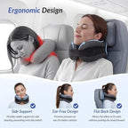 ZIKEE Dual-Layer Memory Foam Neck Pillow for Airplane, Travel Pillow with Seat Straps to Secure Head & Neck, Ergonomic Ear-Friendly Neck Pillow for Traveling with Breathable Vent Holes, Airy Cover