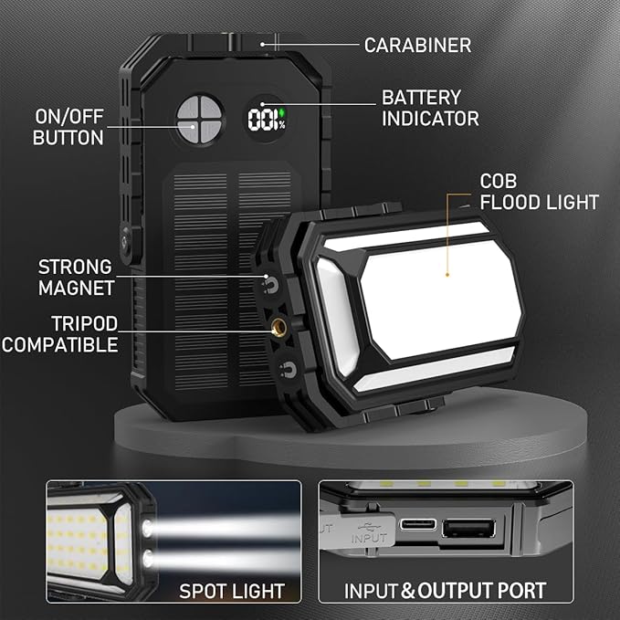 LED Camping Lantern Rechargeable, 10000mAh Portable Camping Lights up to 120+ Hours, 12 Light Modes, Dimmable, LCD Digital Display, Waterproof, Camping Essentials for Power Outages, 6 Packs