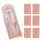 6 Sets Pack Travel Manicure Set Professional Nail Clipper Kit-5 Pieces Stainless Steel Manicure Kit, Women Men Grooming kit With Nail Care Tools Beauty Scissors Tweezers (Silver Pink)