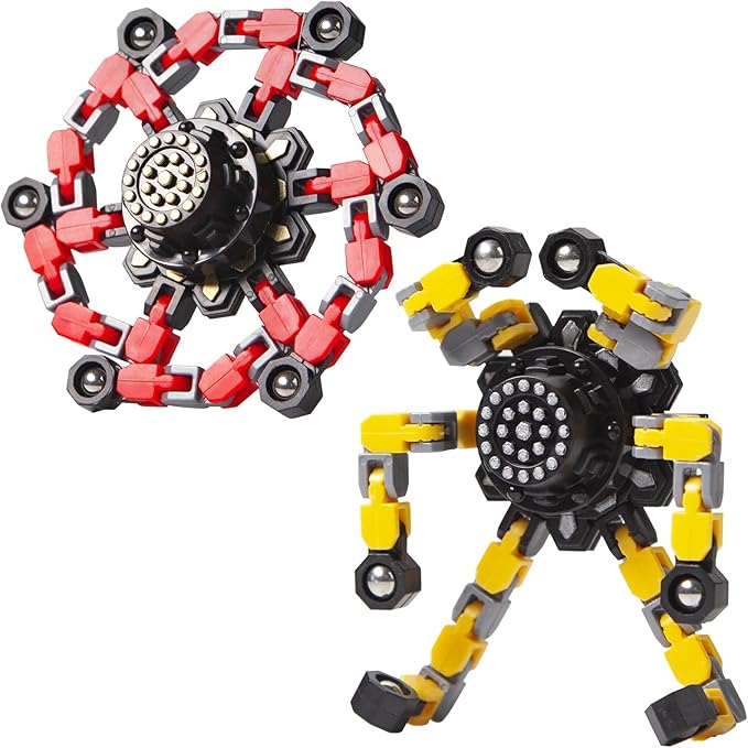 Gokeey Stocking Stuffers Gifts for Grandkids Transformable Fidget Spinners for Kids and Adults Stress Relief Sensory Fidget Toys for Boys Age 8-13 Teen Girls Kids Toys2 Pcs