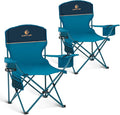 ALPHA CAMP Camping Chairs 250LBS Capacity, Heavy Duty Folding Chair with 4-Can Cooler Bag, Portable Outdoor Chair with Cup Holder for Adults, Collapsible for Tailgating, Beach, Fishing,Black,2PC
