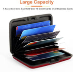 Mayski Credit Card Holder, RFID Blocking, Aluminum Alloy Hard Case, Small Mini Business Metal Wallet for Women Men, Red