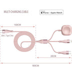 Apple Watch Charger 6FT Multi Charging Cable, Magnetic Nylon Braided USB C Port to Lightning Type-C Cord 3 in 1 Charging Wire for Airpods iPhone iPad iWatch Phone