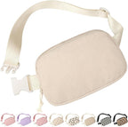 Vankor Beige Fanny Packs for Women Corduroy, Cute Beige Belt Bag for Women Crossbody Stylish Waist Pack Purse for Travel, Hiking, Workout, Running