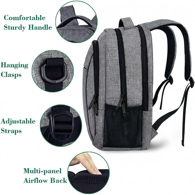 MATEIN Travel Laptop Backpack, Business Anti Theft Slim Sturdy Laptops Backpack Personal Item Bag, Water Resistant College School Computer Bag Gift for Men & Women Fits 15.6 Inch Notebook, Grey