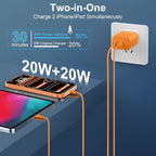 20W Dual Port USB C Charger Block for iPhone 17 16 15 Pro Max Charger Fast Charging with 10FT Long USB C to C Charging Cable Cord for iPhone 17 16 15 Pro Max/17 16 15Pro/15, Android Phone-Orange
