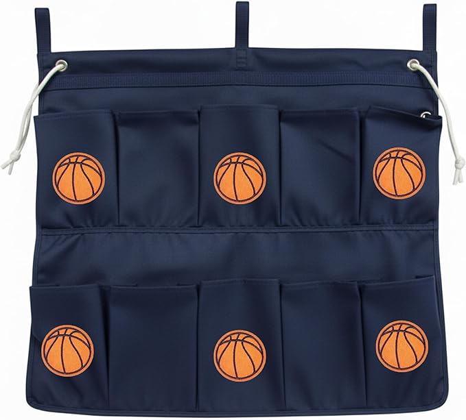 Gilbins End Of Bed Shoe Bag Great for storage, shoes, accessories & stuff! (Navy Basket Ball)