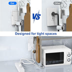 6ft Ultra Flat Plug Extension Cord Power Strip with Outlet Concealer - HITRENDS 3 AC Outlets & 3 USB Ports, 1650W Slim Desk & Wall Extender for Tight Spaces, Hide Messy Cords, White