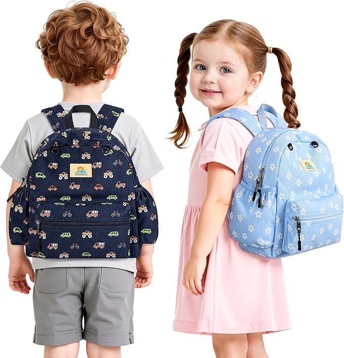 STEAMEDBUN Corduroy Toddler Backpack for Girls 2-4: Kids backpack for Boys Girls - 12 inch Preschool Kindergarten Backpacks - Floral