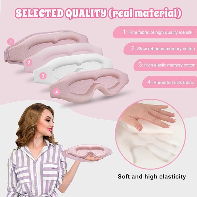 3D Advanced Eye Mask for Sleeping，Ultra Delicate Soft Skin Friendly Eye mask，100% Blackout Sleep Eye Mask for Sleep, Eyelash Extension Sleep mask
