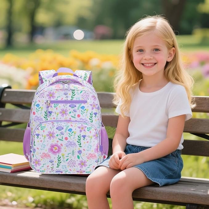RHCPFOVR Kids Backpack for Girls - Girls Backpack 3-8 Ages Butterfly for Kids 15 Inch School Bookbag for Kindergarten Elementary School Bookbag for Girl 1st 2nd Grade