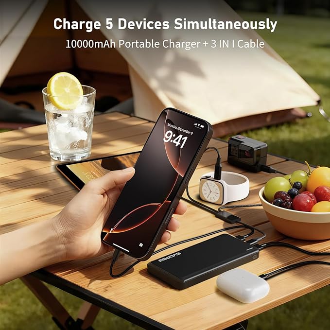Portable Charger Power Bank 10000mAh, USB C in&Out Fast Charging Battery Pack Portable Phone Charger Quick Charge for iPhone 15/14/13/12, Galaxy S23/22, Pixel Heated Vest and etc (Black)