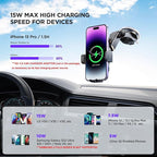 Wireless Car Charger,【7 Colored RGB Backlit】 Mosurr 15W Auto Clamping Phone Holders for Your car fit for iPhone 16 15 14 Mini Pro Max, Samsung Galaxy S25 Ultra S24 S23+, etc, Fathers Day for Gifts