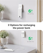 VEGER All in One Travel Portable Charger with Built-in AC Plug & Cables, 10000mAh Slim Power Bank Battery Pack, 15W Fast Charging Compatible with iPhone, Samsung, Android-Black