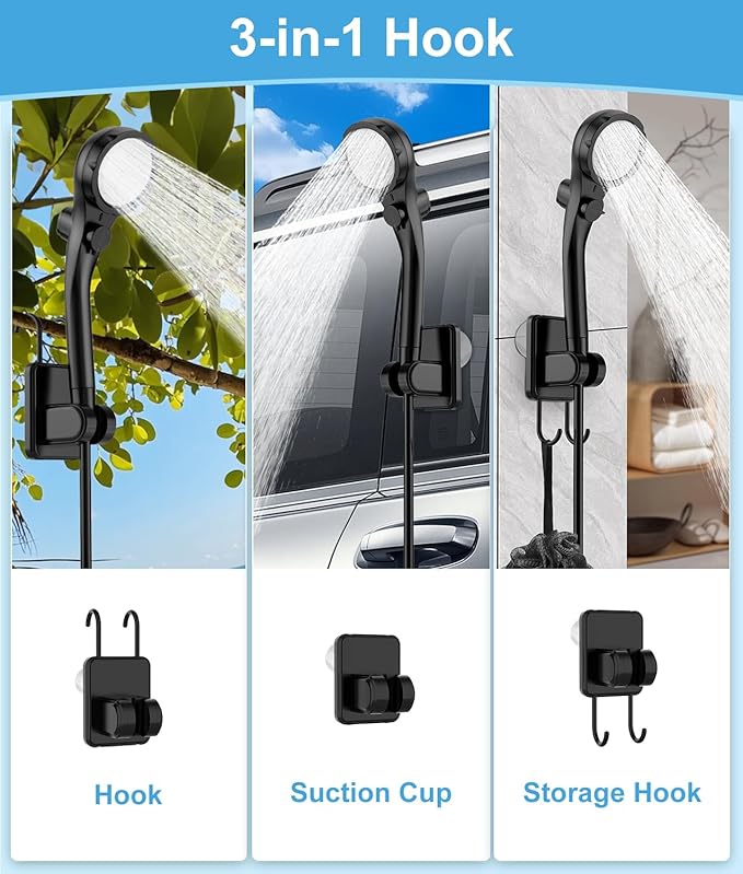 2026 Upgraded Portable Shower for Camping, 8000mAh Rechargeable Camping Shower with Fahrenheit Display, 10 Gear Switching, IPX8 Waterproof, Ideal for Outdoor Camping, Travel, Car Washing, Pet Bathing