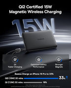 Baseus Picogo Qi2 15W Magsafe Portable Charger, 0.5" Ultra Slim 10000mAh Wireless Power Bank with 27W Built-in USB-C Cable, Magnetic Battery Pack for iPhone 17 Pro Max/17 Pro/Air/16/15/14/13/12