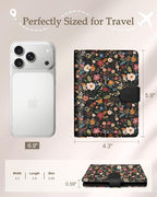 Slohif Passport Wallet Holder Cover for Travel - Women Men RFID Blocking Passport Book Case Protector, Colorful Cute Flower Leather Personalized Organizer Slim Carrier Boarding Pass Cards Slots