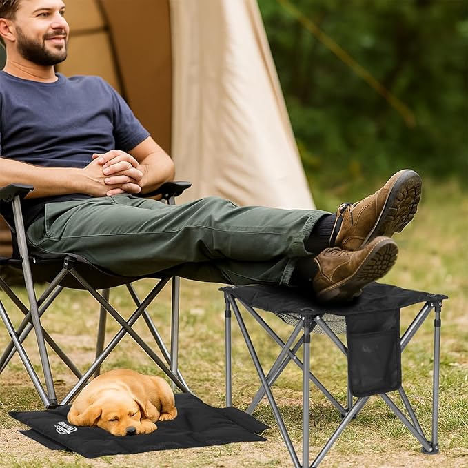 Bolosy 2 Pack Camping Stool with Removable Padded Folding Outdoor Stool Camping Stool Padded Oversized Ottoman Camping Chair Foot Rest Camp Stool Folding Stools