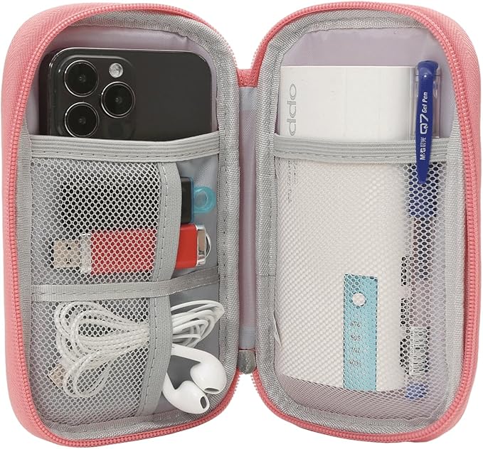 CAAORDKSO Electronic Organizer Travel Cable Accessories Bag, Electronic Organizer Case, Electronic Accessories Organizer Pouch Bag for Cable, Cord, Charger, Phone, Power Bank, Earphone (Pink)