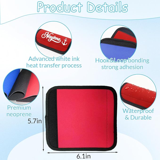 HJX Personalized Luggage Handle Wrap for Suitcase Custom Embroidered Name Handle Cover for Luggage Bag with Luggage Tag Travel Accessories (02-Text)