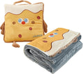 2-in-1 Travel Blanket and Pillow, Soft Airplane Blanket with Pillowcase, Luggage Sleeve and Backpack Clip, Lightweight Cozy Travel Blanket (Yellow)