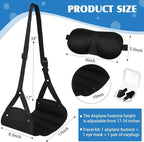 Yerliker Airplane Foot Hammock(Memory Foam) with Earplugs and Eye Mask Travel Necessities Adjustable Airplane Desk Foot Rest for Long Trip Pain and Swelling Relief(Black)