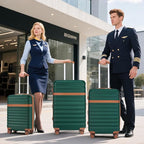 Kono Medium Sized Checked Luggage, 24 Inch Expandable with Spinner Wheels, TSA Lock, ABS + PC Lightweight Travel Suitcase with Larger Capacity and Lighter Weight, Green