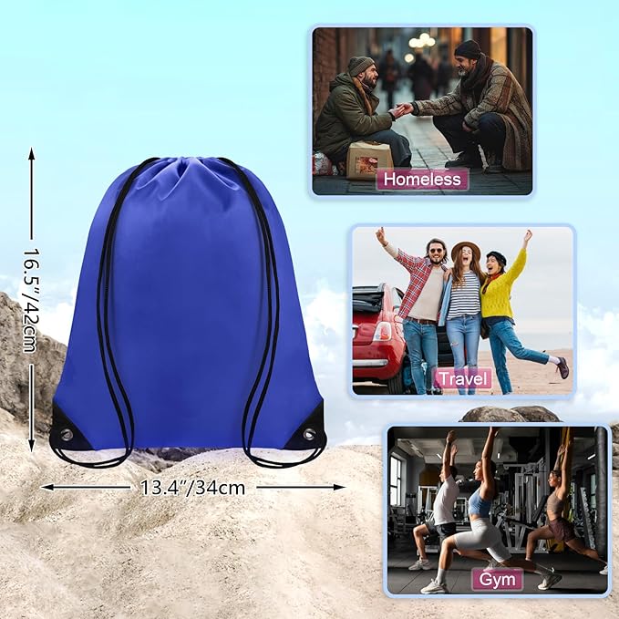 Grneric Drawstring Backpack Bulk 70Pcs String Backpack Drawstring Bags Cinch Bag Sackpack for Men Women Gym(Navy Blue)