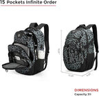 Swissdigital Laptop Backpack with USB Charging Port, Travel Backpack Fits 15.6 inches Computer, 31L Backpack for Men, Gray Leopard | SD803-101