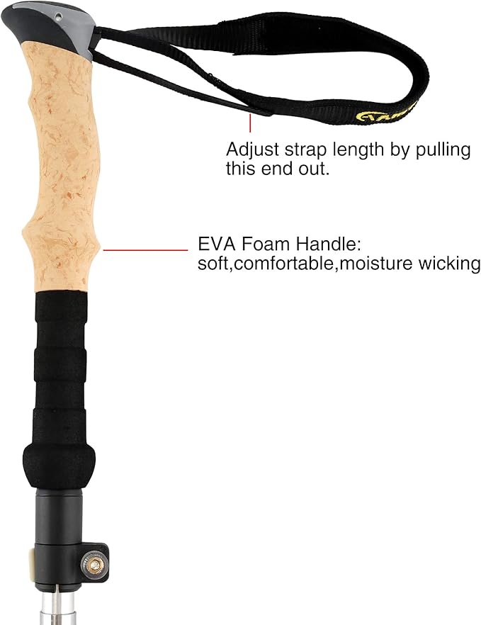 A ALAFEN Aluminum Collapsible Ultralight Travel Trekking Hiking Pole for Men and Women (Fits 5'3" - 6'2")