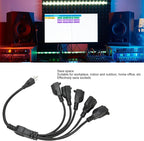 Extension Cord Splitter, 3 Prong 1 to 5 Outlet Splitter, 16AWG 18AWG 5 Way Outdoor Outlet Extender for Computer LED Stage Light