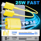 USB C Android Charger Fast Charging Cord, Super Fast Phone Chargers 10FT C to C Type Cable with 25W USBC Wall Block for Samsung Galaxy S26 S25 S24 Ultra Plus/S23/S22/S21/S20/Note 20/10, Yellow