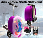 Disney Stitch 2-in-1 Kids Scooter Suitcase & Ride-On Carry-On Luggage Lightweight Travel Case with Built-in Kick Scooter
